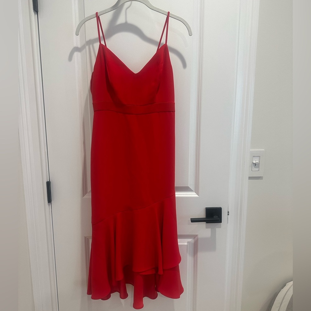 Elegant Red Sleeveless Midi Dress